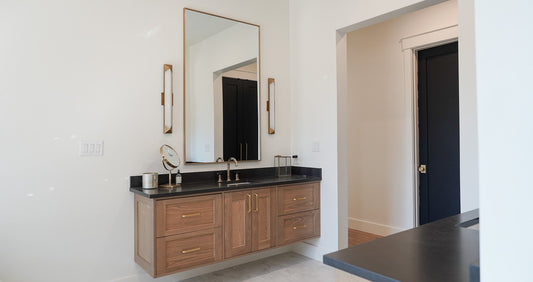 White Oak Frameless Inset Primary Bath